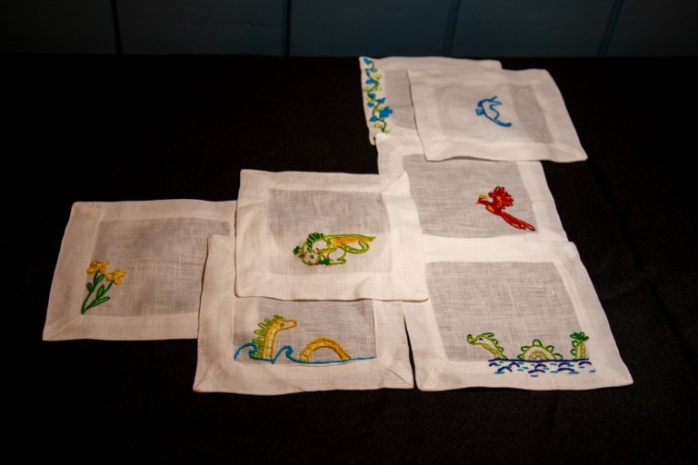 An assortment of needlework art